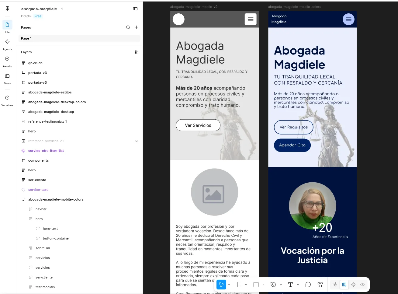 design no figma no site da advogada magdiele no mobile